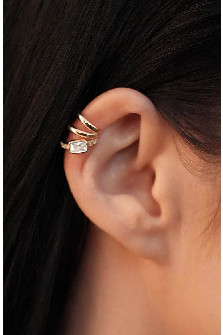 Single Cluster Ear Cuff, Alternate, color, GOLD