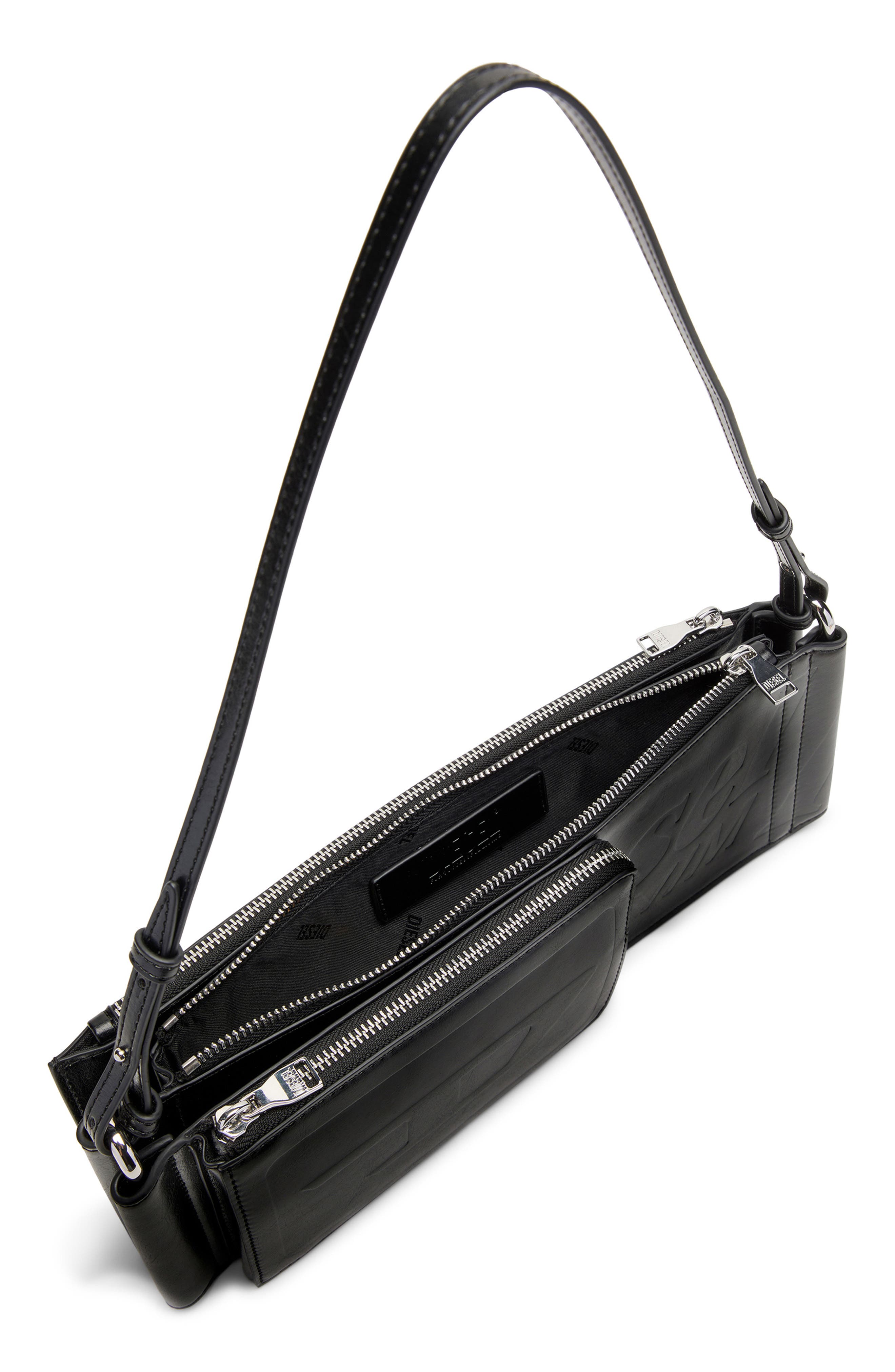 DIESEL<sup>®</sup> Flag-D-Modular Logo Embossed Shoulder Bag, Alternate, color, Black