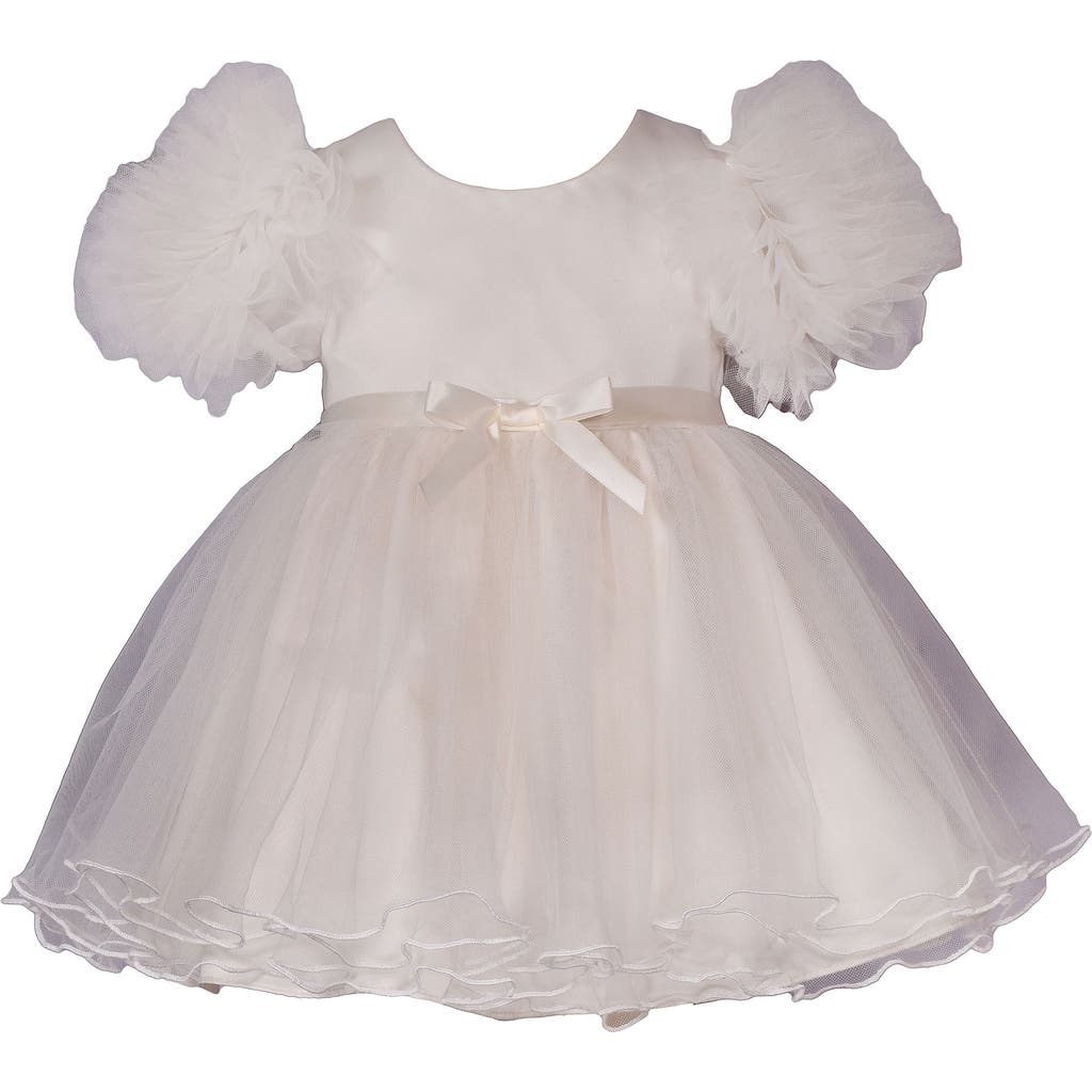 Iris & Ivy Ruffle Puff Sleeve Party Dress In Neutral