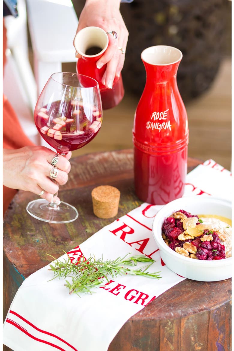 Glazed Stoneware Wine Carafe with Cork, Alternate, color, CHERRY