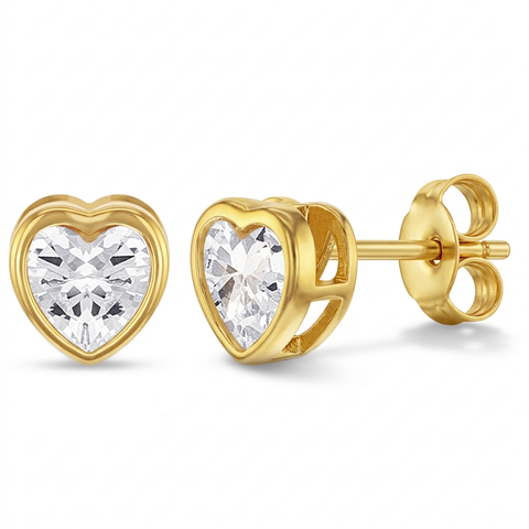 Heart Bezel Plated Girl Earrings