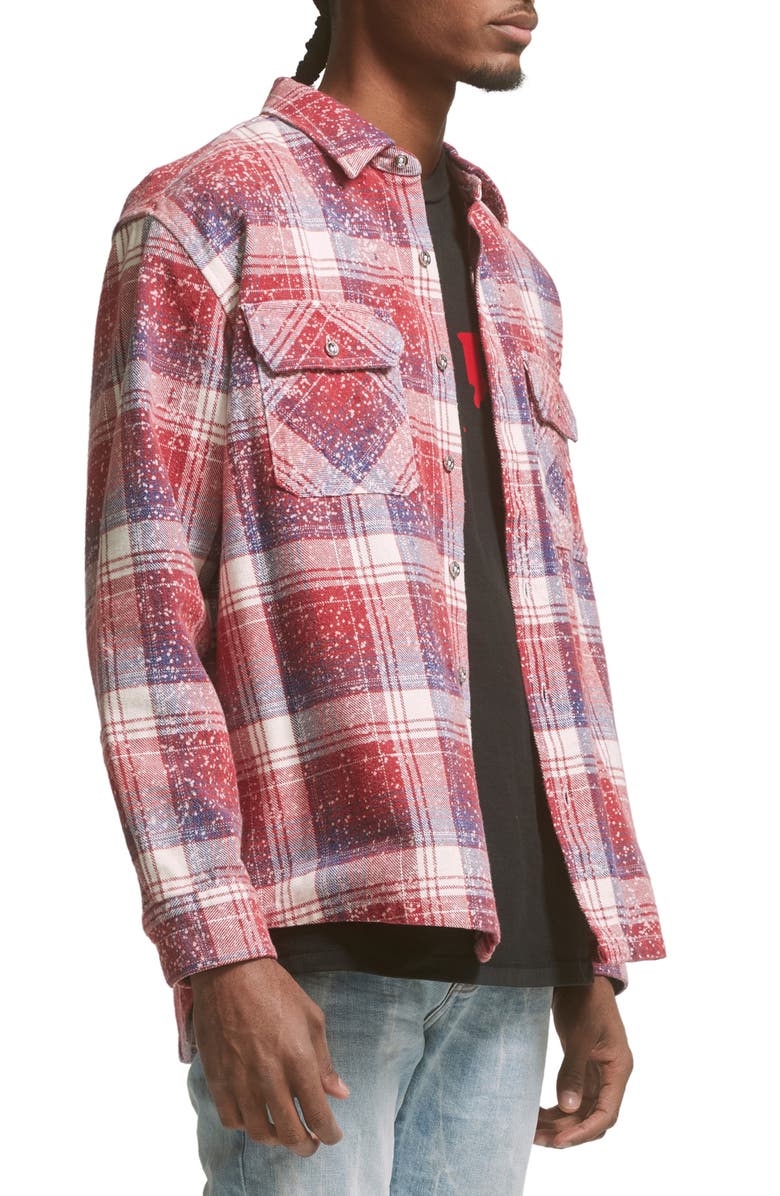PURPLE BRAND Speckle Plaid Cotton Button-Up Shirt, Alternate, color, 