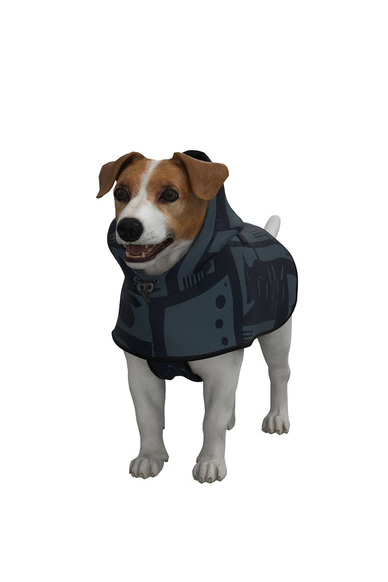 Dog Rain Poncho Back To Art, Alternate, color, Black