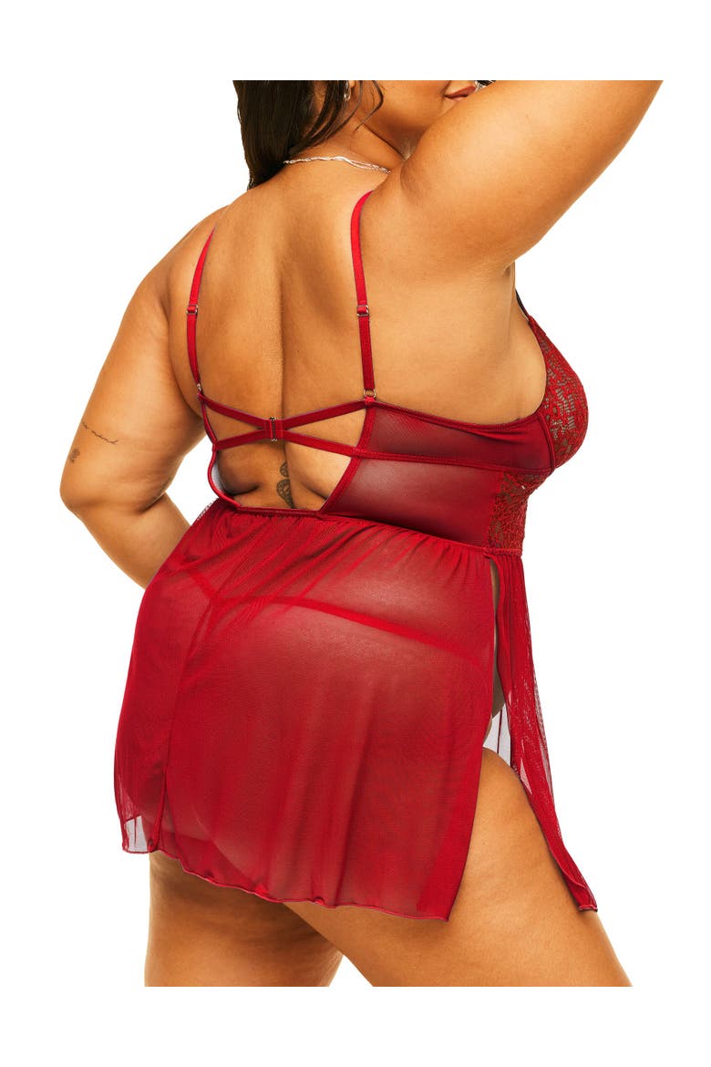 Rae Unlined Babydoll & G-String Set Lingerie, Alternate, color, Dark red
