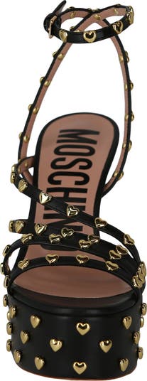 Heart Studded Ankle Strap Platform Sandal