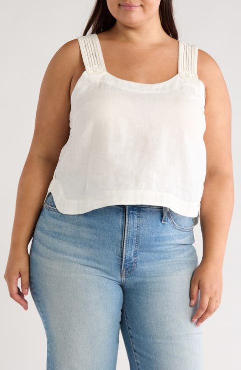 Paisley Sleeveless Linen Top (Plus)