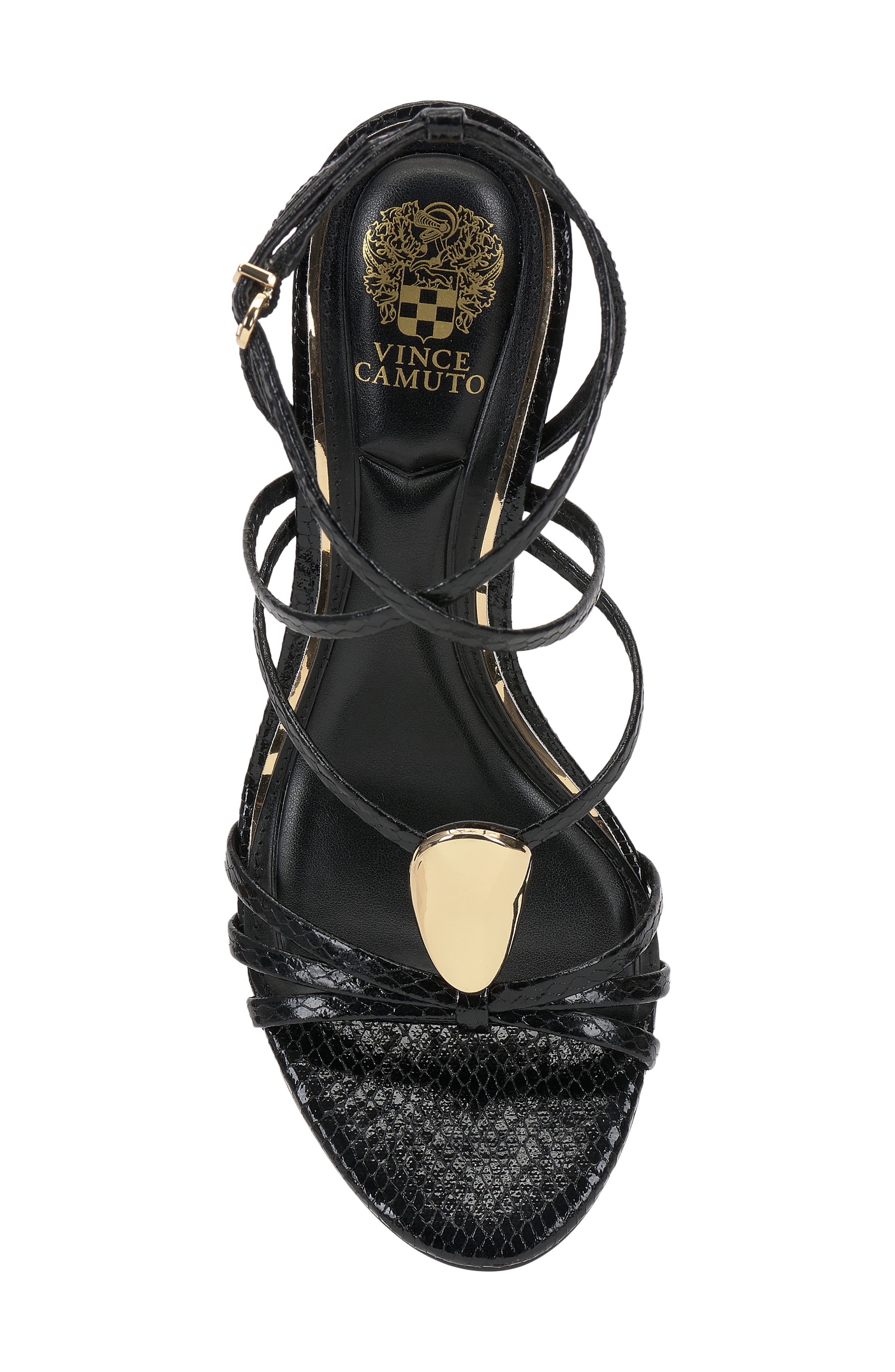 Vince Camuto Arlein Strappy Sandal, Alternate, color, Black Embossed