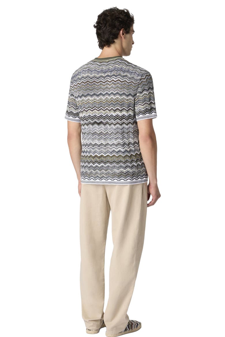Cotton Knit T-shirt With Chevron Pattern, Alternate, color, Beige& Blue