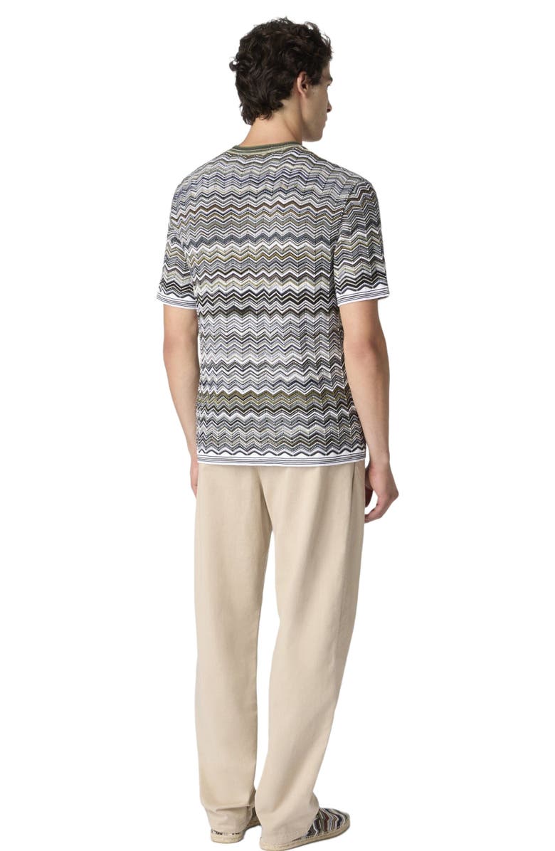 Missoni Cotton Knit T-shirt With Chevron Pattern, Alternate, color, Beige& Blue
