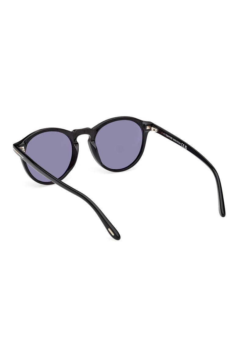 52mm Polarized Round Sunglasses, Alternate, color, SHINY BLACK / SMOKE POLARIZED