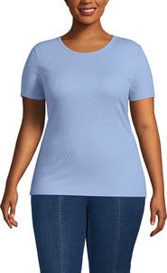 Lands' End Plus Size Micro Rib T-Shirt