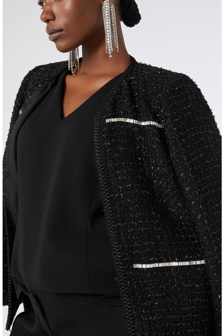 Fungo Metallic Tweed Jacket, Alternate, color, BLACK