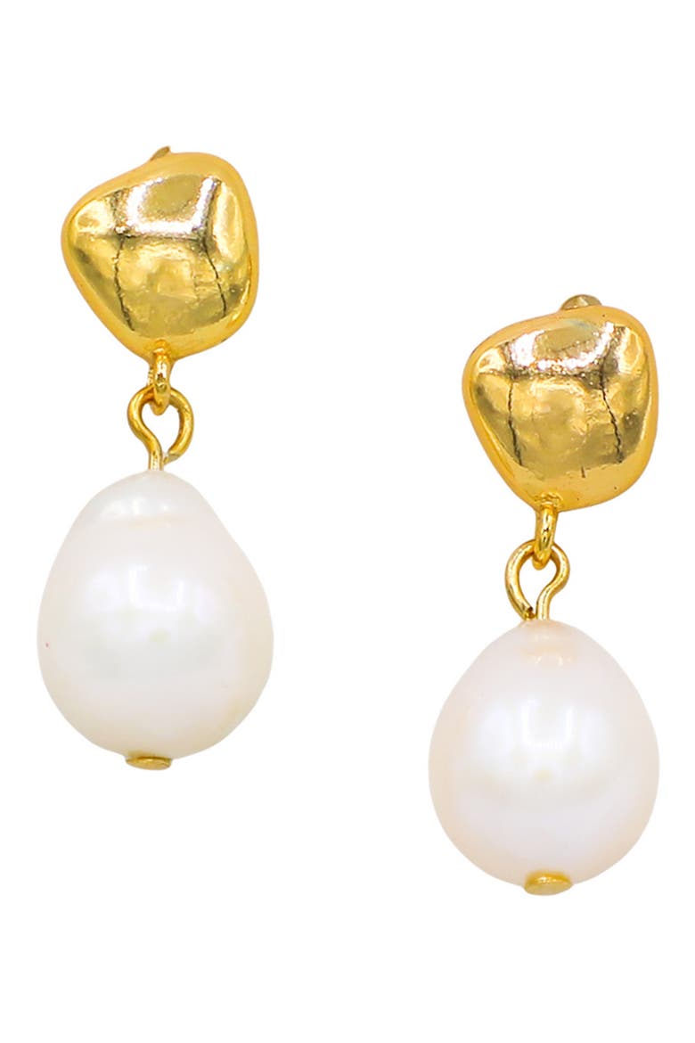 Elegant Baroque Pearl Drop Earrings, Main, color, GOLD / WHITE