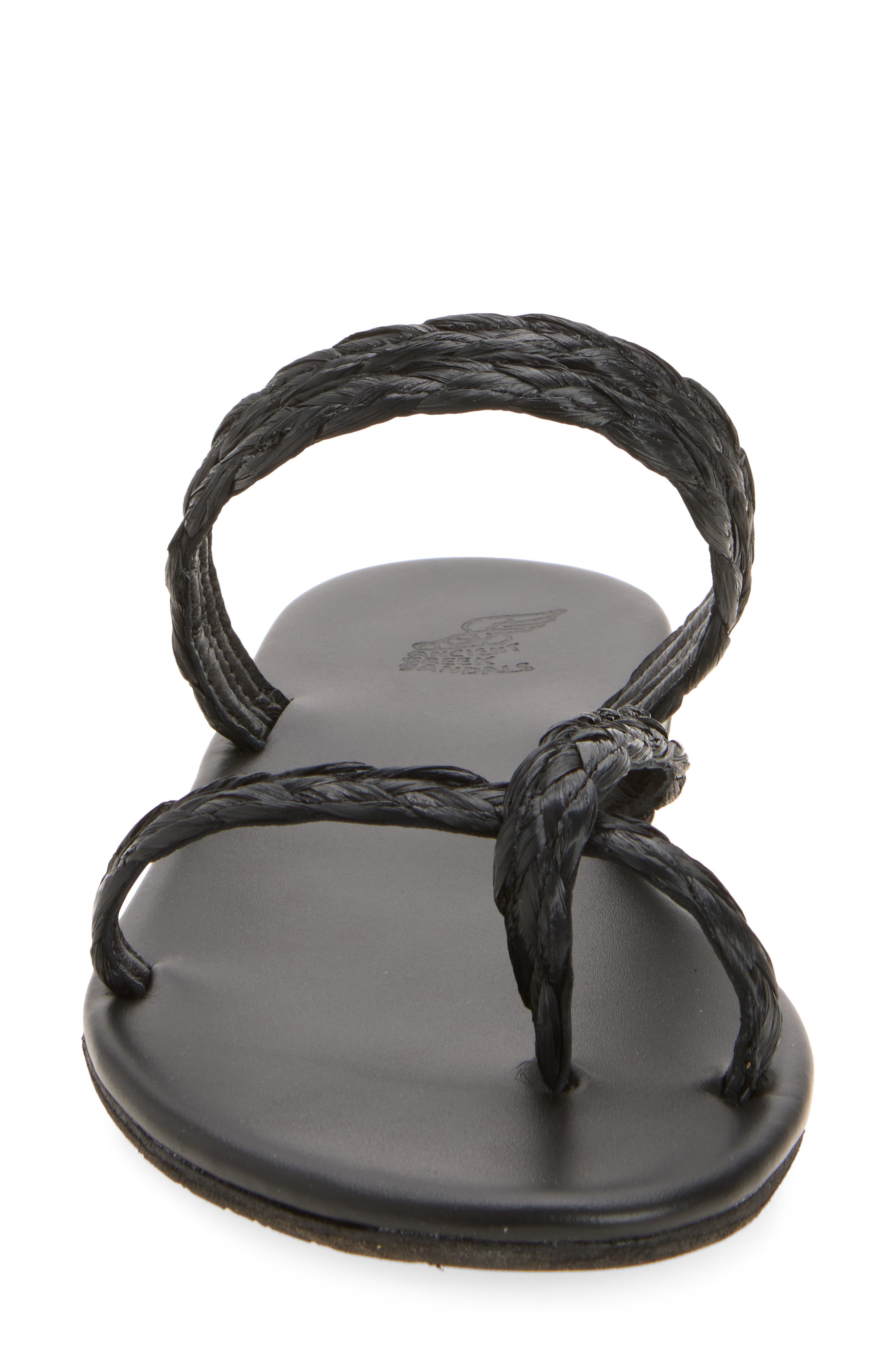 Daphnae Raffia Sandal, Alternate, color, BLACK