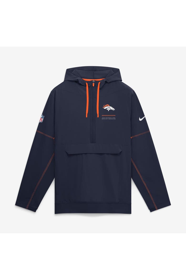 Men's Nike Navy Denver Broncos Sideline Logo Glory Anorak Half-Zip Hooded Jacket, Main, color, Navy