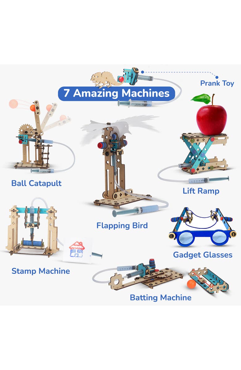 Smartivity 7 in 1 Hydraulics Kit Diy Stem Wooden Toy, Build 7 Machines, Alternate, color, Multicolored