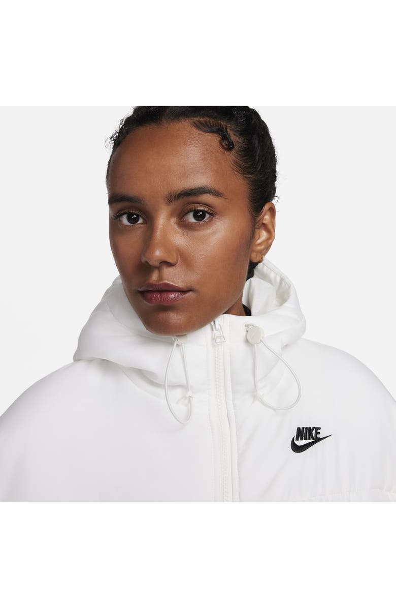 Nike Sportswear Classic Therma-FIT Hooded Water Repellent Puffer Jacket, Alternate, color, Sail/ Black