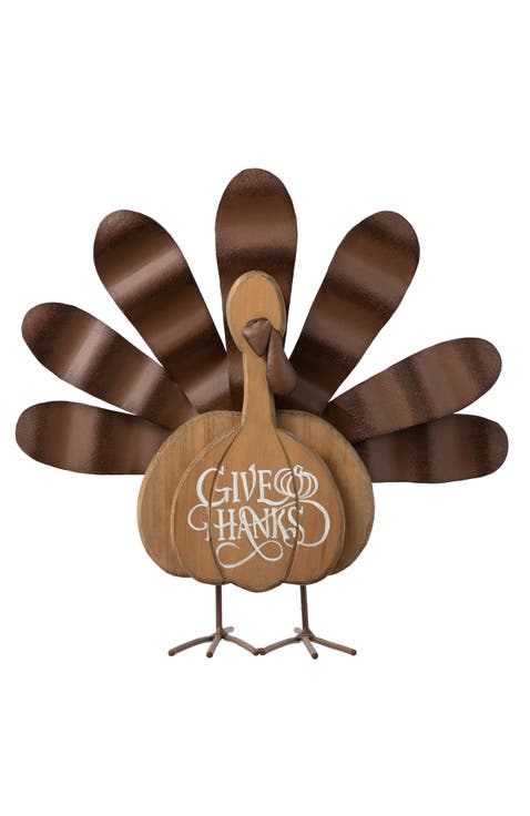 Thanksgiving Wooden & Metal Turkey Table Decor