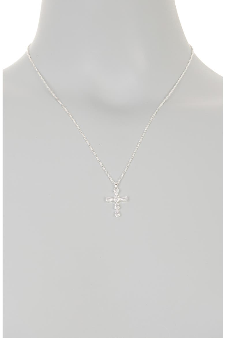 CZ Cross Pendant Necklace & Earrings Set, Alternate, color, SILVER