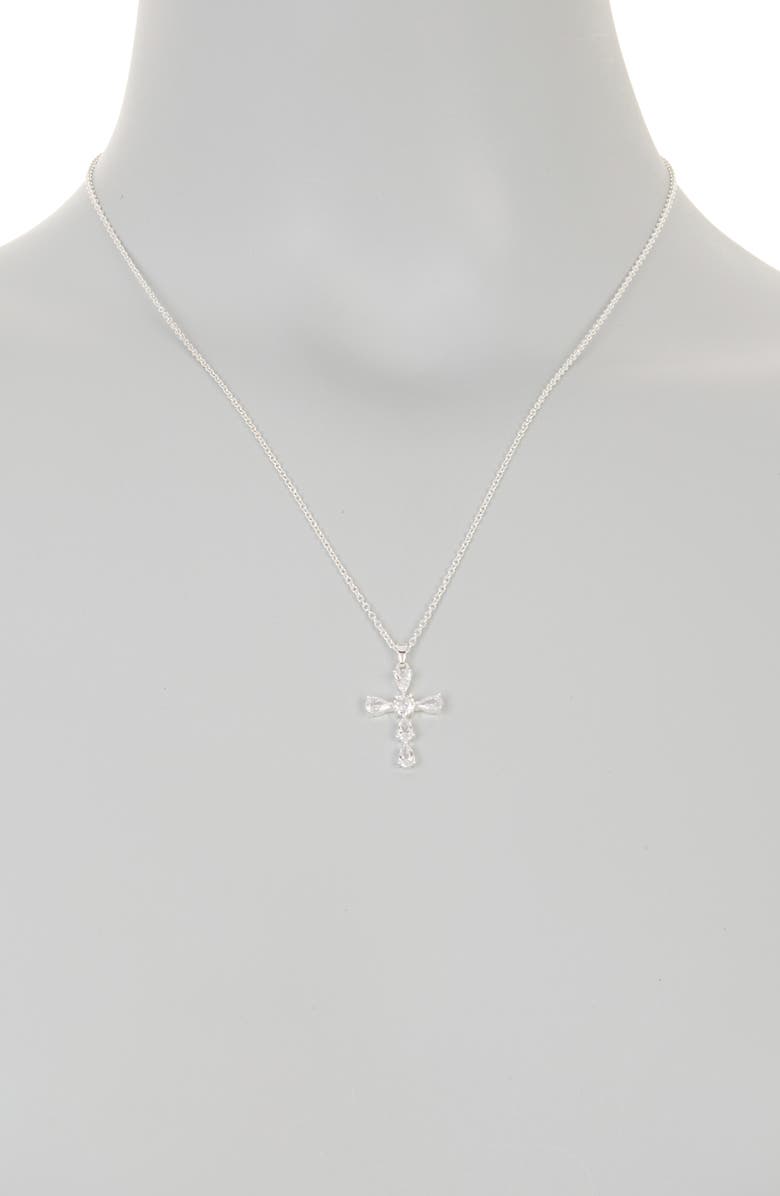 Danecraft CZ Cross Pendant Necklace & Earrings Set, Alternate, color, 