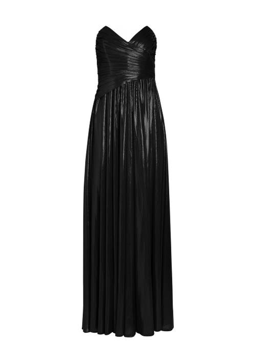 Retroféte Waldorf Pleated Split-leg Maxi Dress In Black