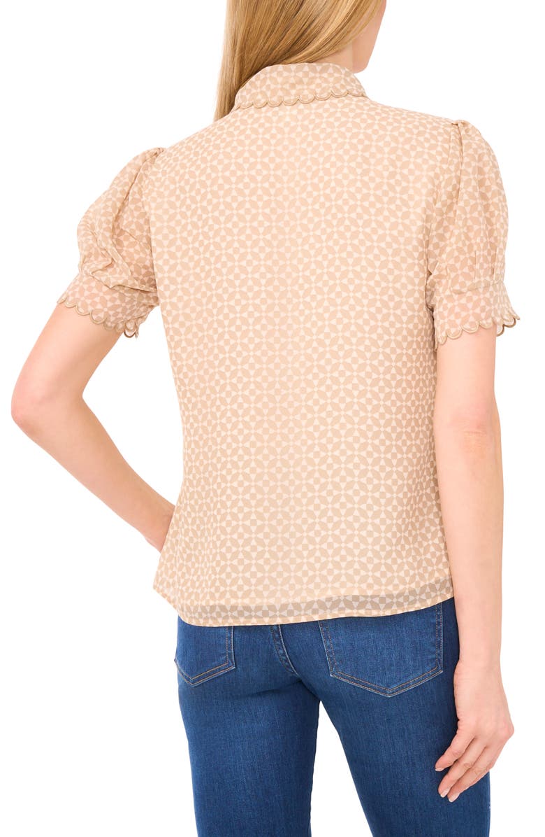 CeCe Print Scallop Shirt, Alternate, color, Birch