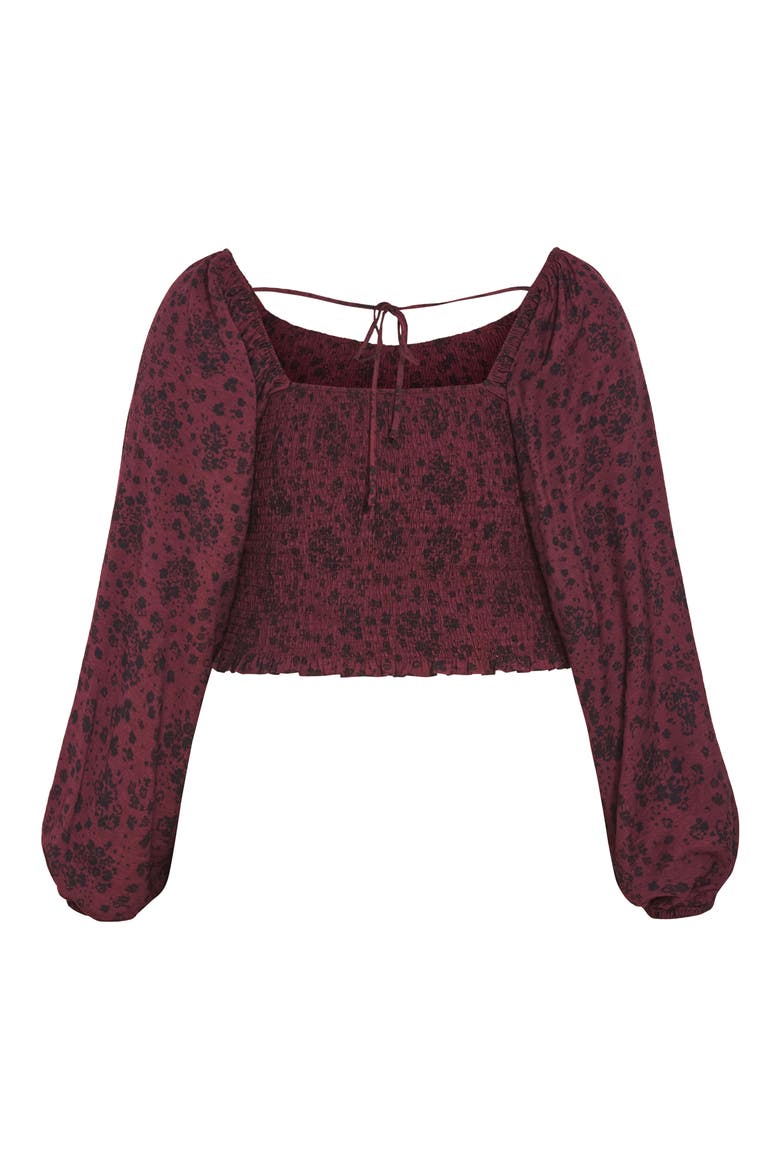 Abbie Floral Smocked Top, Alternate, color, CHERRY DITSY