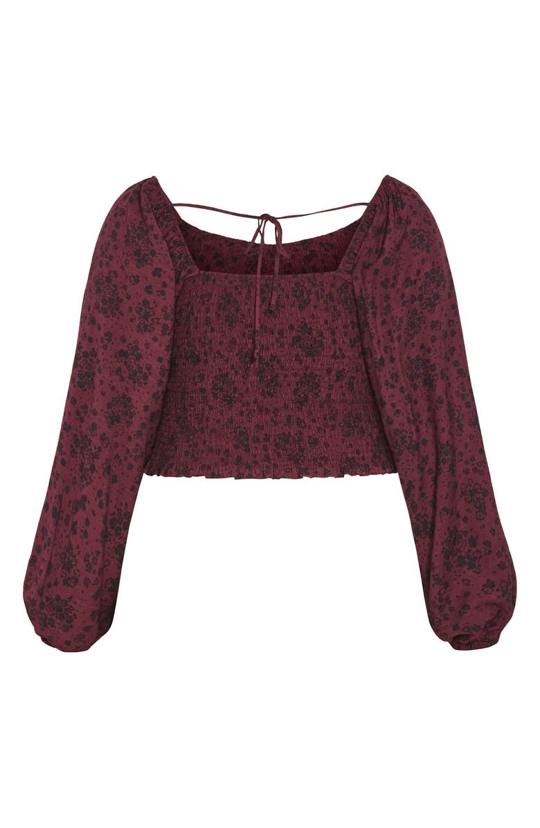 City Chic Abbie Floral Smocked Top, Alternate, color, Cherry Ditsy