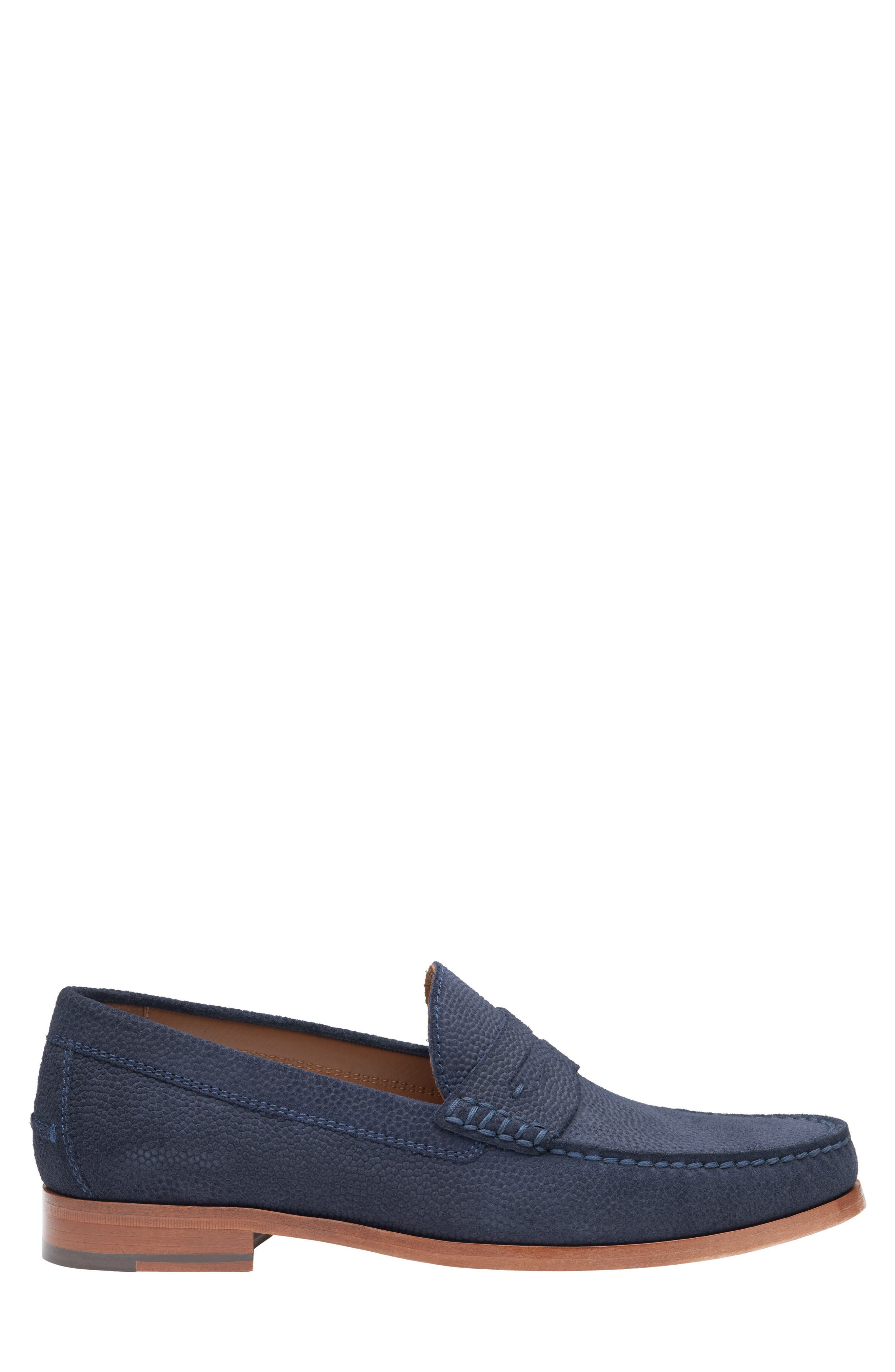 Johnston & Murphy Baldwin Penny Loafer, Alternate, color, Navy English Suede