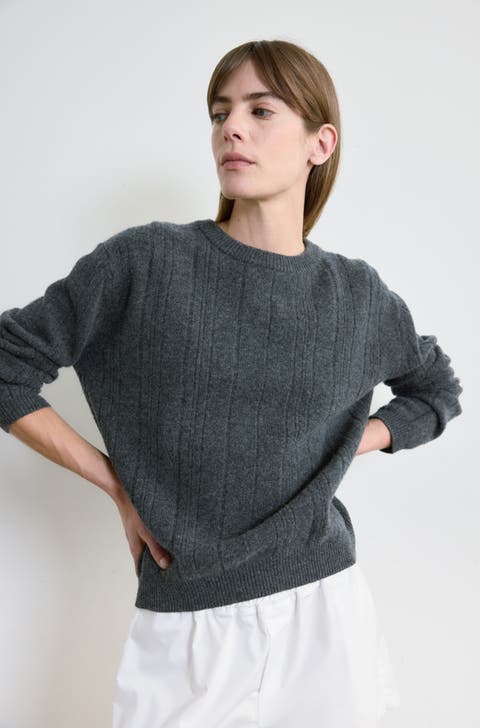 Ribbed Wool Crewneck Sweater