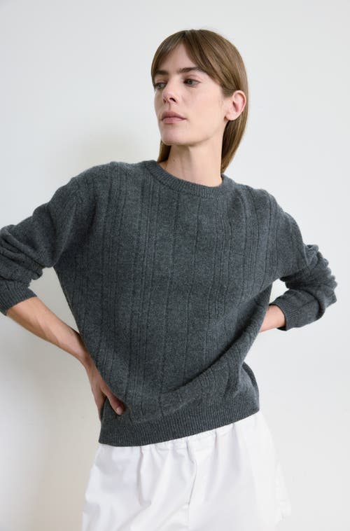 Almina Concept Ribbed Wool Crewneck Sweater in Grey at Nordstrom, Size Small