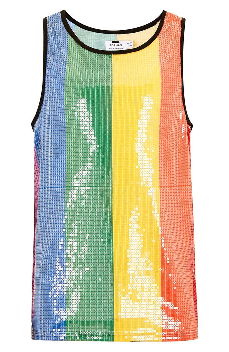Topman Sequin Rainbow Tank, Alternate, color, 