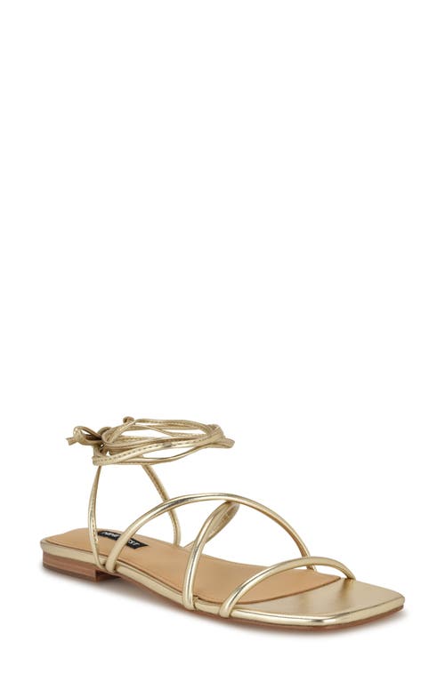 Nine West Mikila Ankle Wrap Sandal In Gold