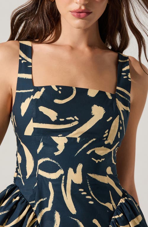 Astr The Label Vinya Abstract Sketch Print Dress In Blue