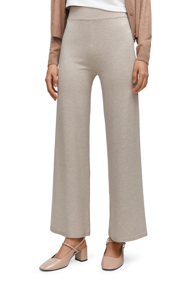 MANGO Fine Knit Wide Leg Pants, Main, color, 