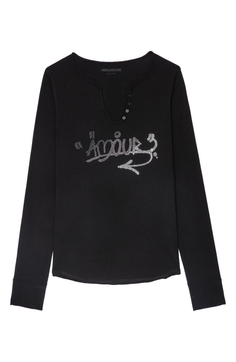 Zadig & Voltaire Tunisien Embellished Amour Long Sleeve T-Shirt, Alternate, color,