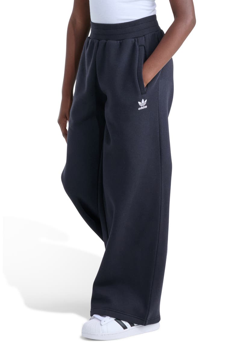 Kids' Essential Wide Leg Fleece Pants, Alternate, color, BLACK