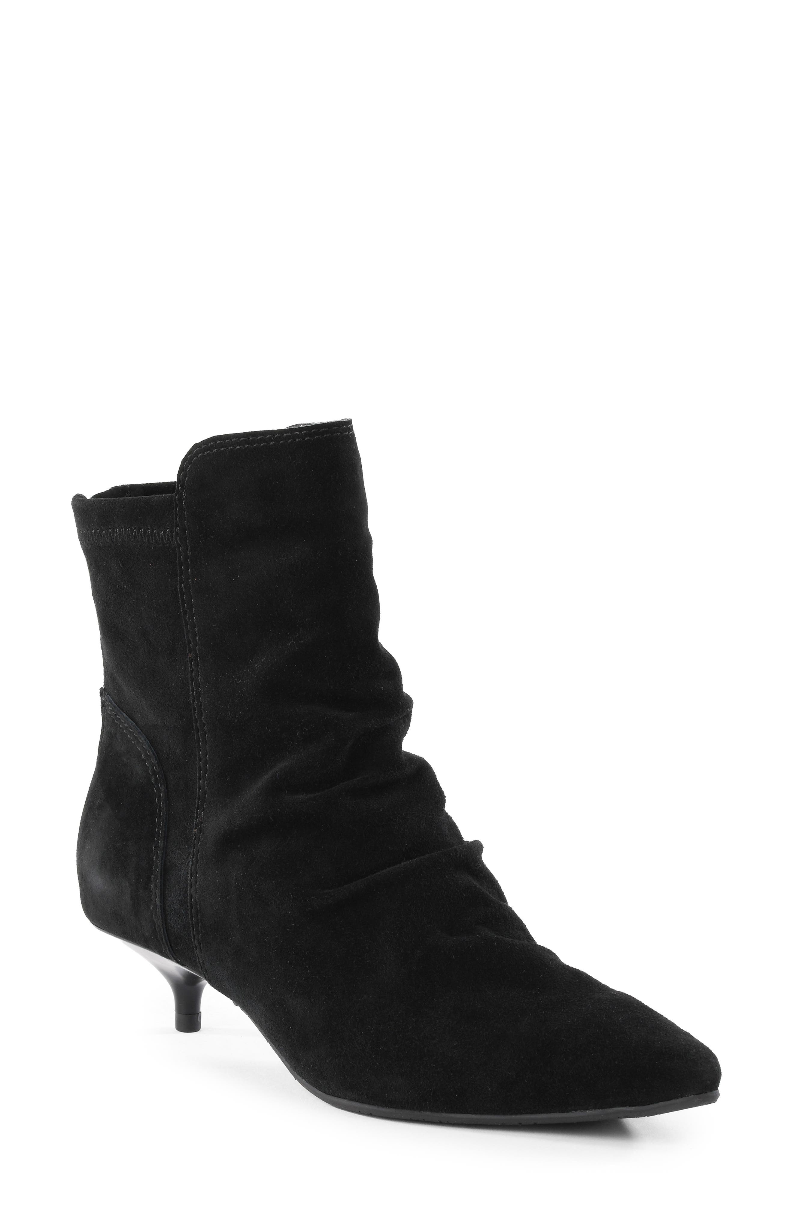 Modern Romance Leather Bootie, Main, color, BLACK