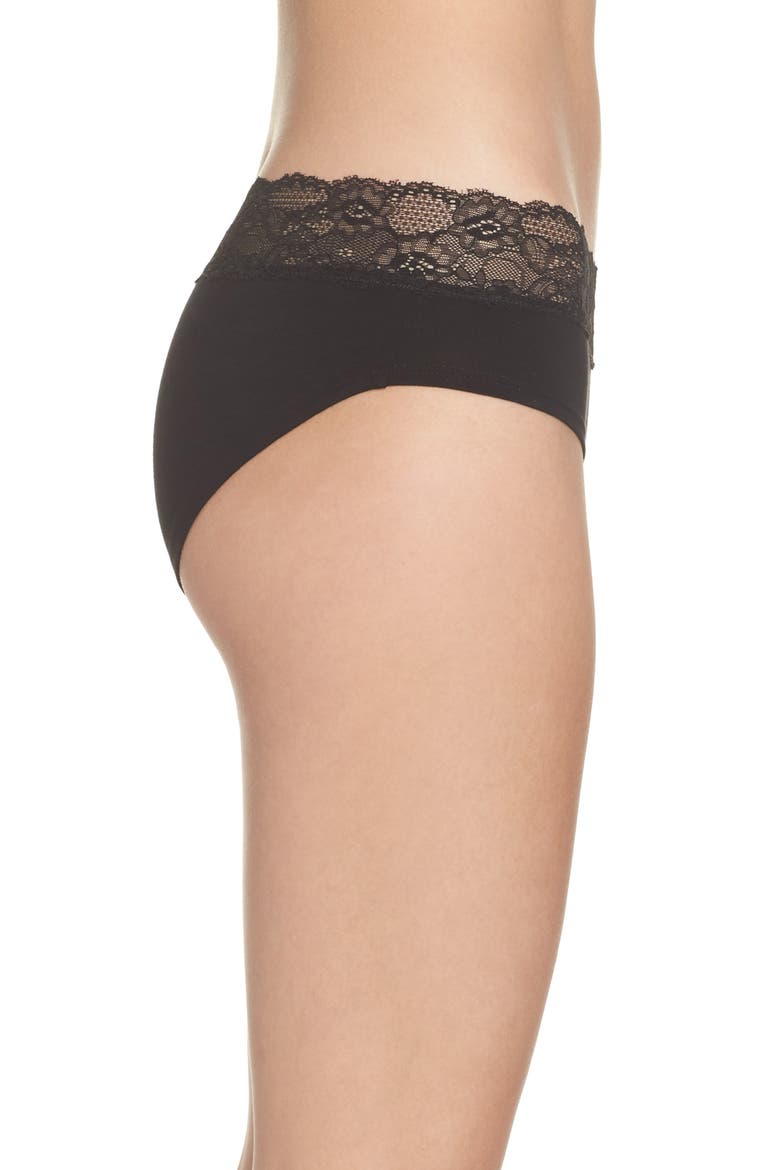 Lace Trim Hipster Briefs, Alternate, color, BLACK