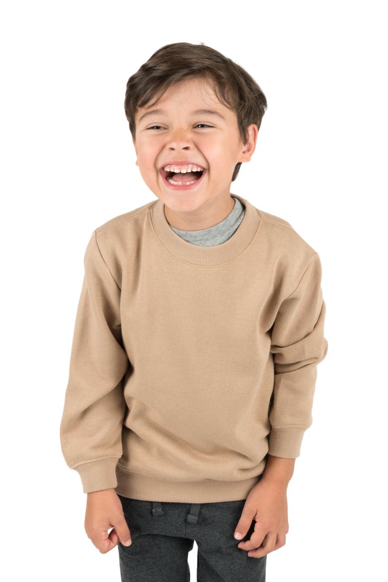 Kids Pullover Sweatshirt, Long Sleeve, Solid Colors, Main, color, BEIGE