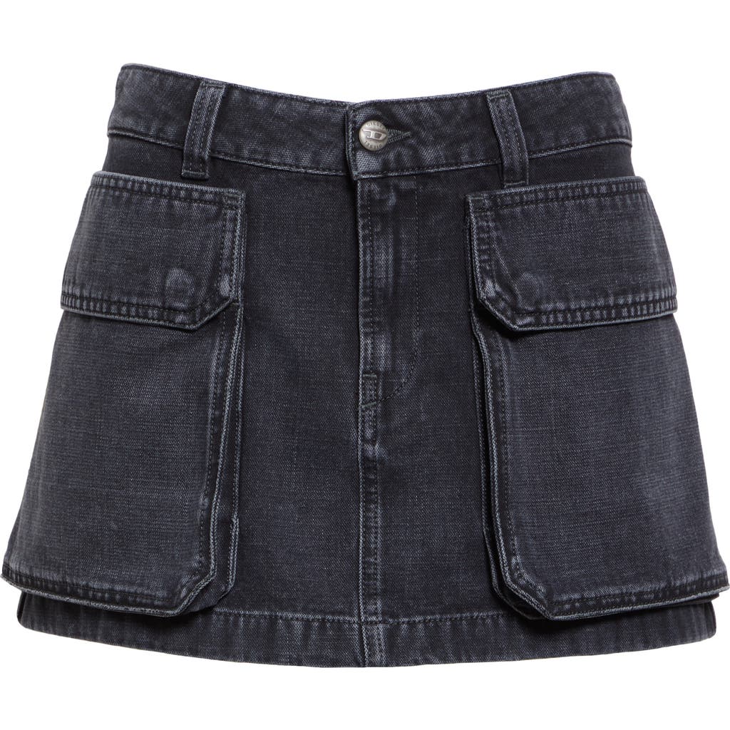 Shop Diesel ® De-ton Denim Cargo Miniskirt In Black/deni