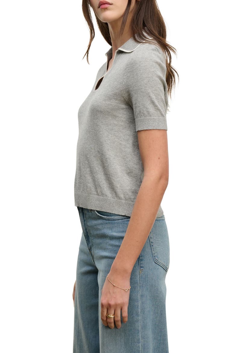 Abela Cotton & Cashmere Sweater Polo, Alternate, color, LT HTHR GY