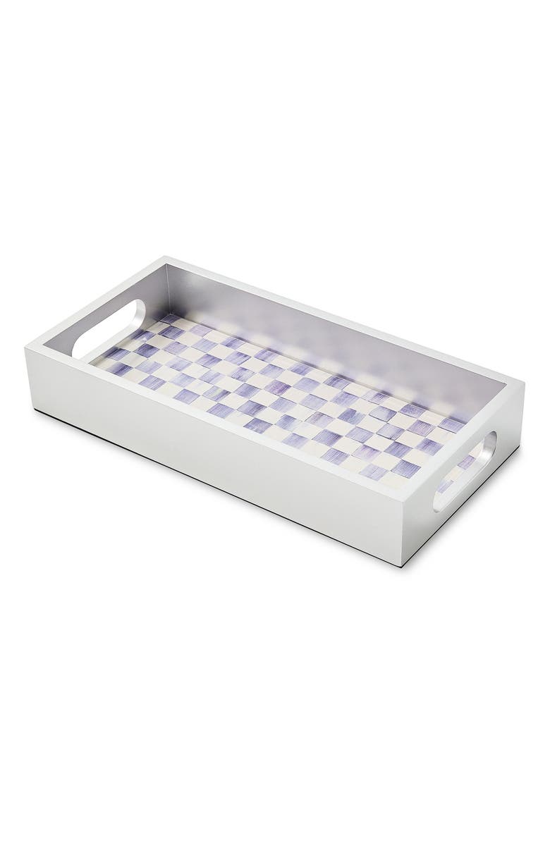 MACKENZIE CHILDS Violet Check Glass Vanity Tray, Main, color, Violet