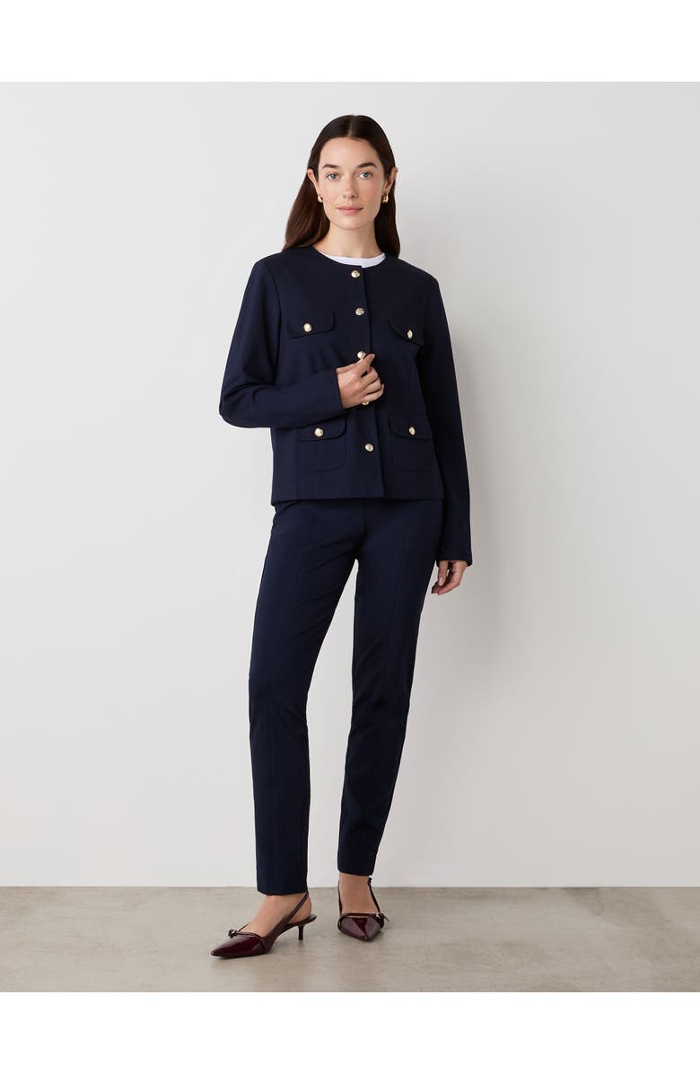 Finery London Imogen Ponte Jersey Jacket, Alternate, color, Navy