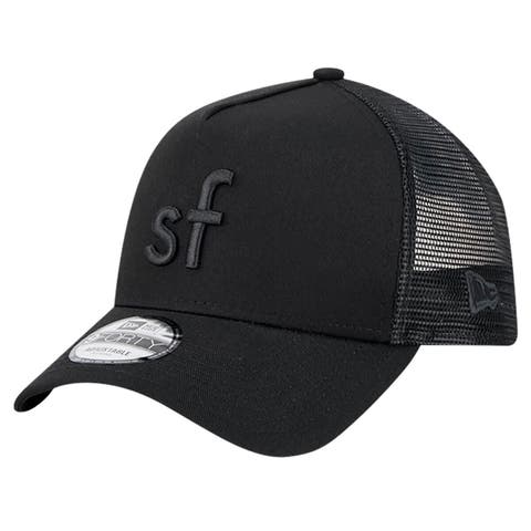 Men
s New Era Black San Francisco 49ers Domain 9FORTY A-Frame Trucker Adjustable Hat