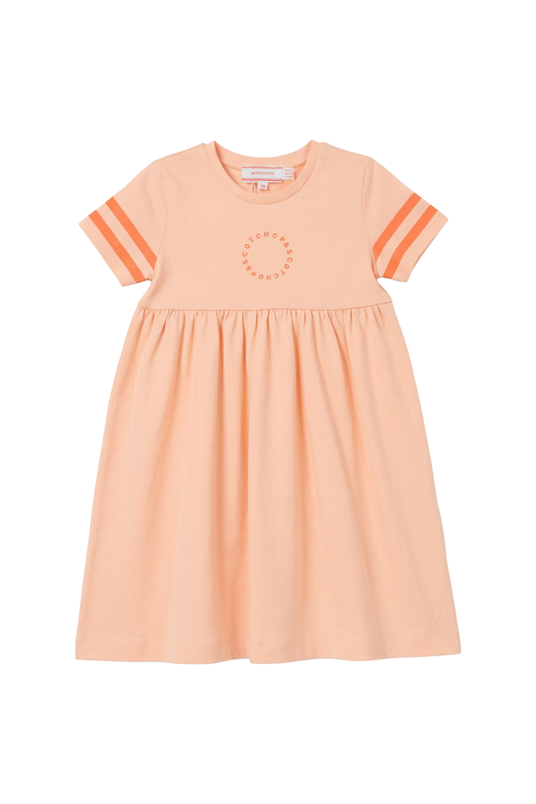 Stripe Trim Elastic Waist Dress, Alternate, color, Apricot