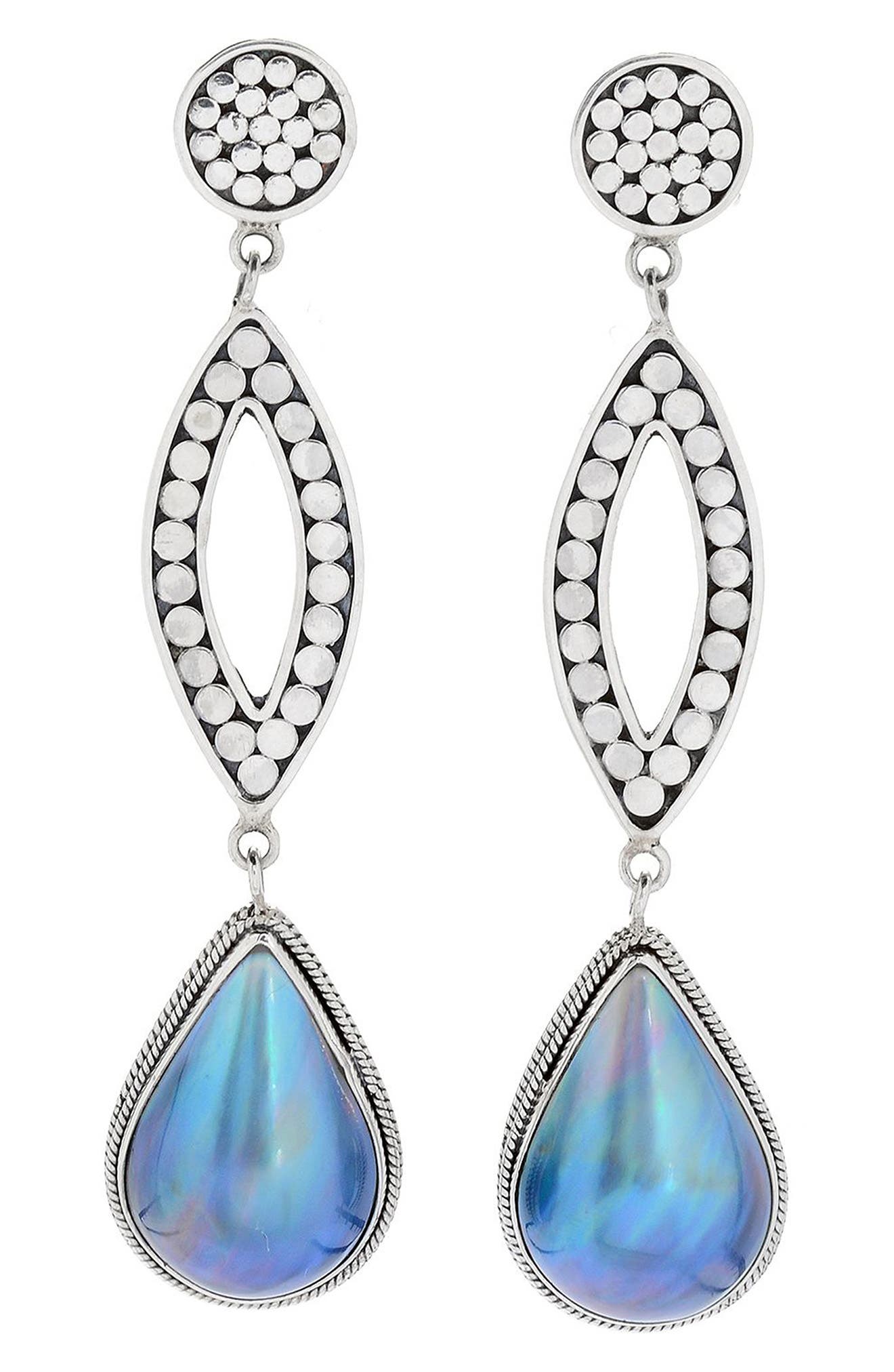 Sterling Silver & Blue Mabé Pearl Drop Earrings