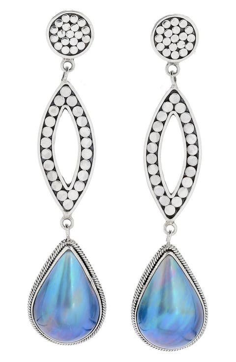 Sterling Silver & Blue Mabé Pearl Drop Earrings