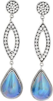 SAMUEL B. Sterling Silver & Blue Mabé Pearl Drop Earrings