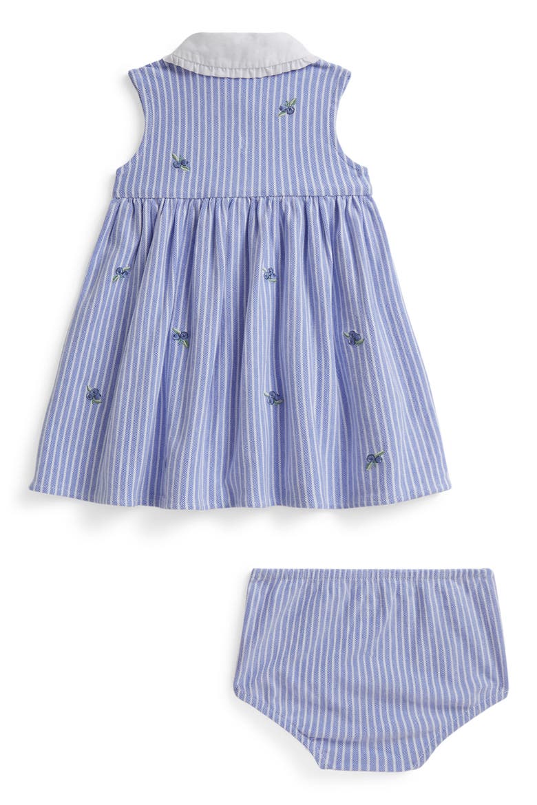 Blueberry Oxford Cotton Dress & Bloomers Set, Alternate, color, HRBR BLUE